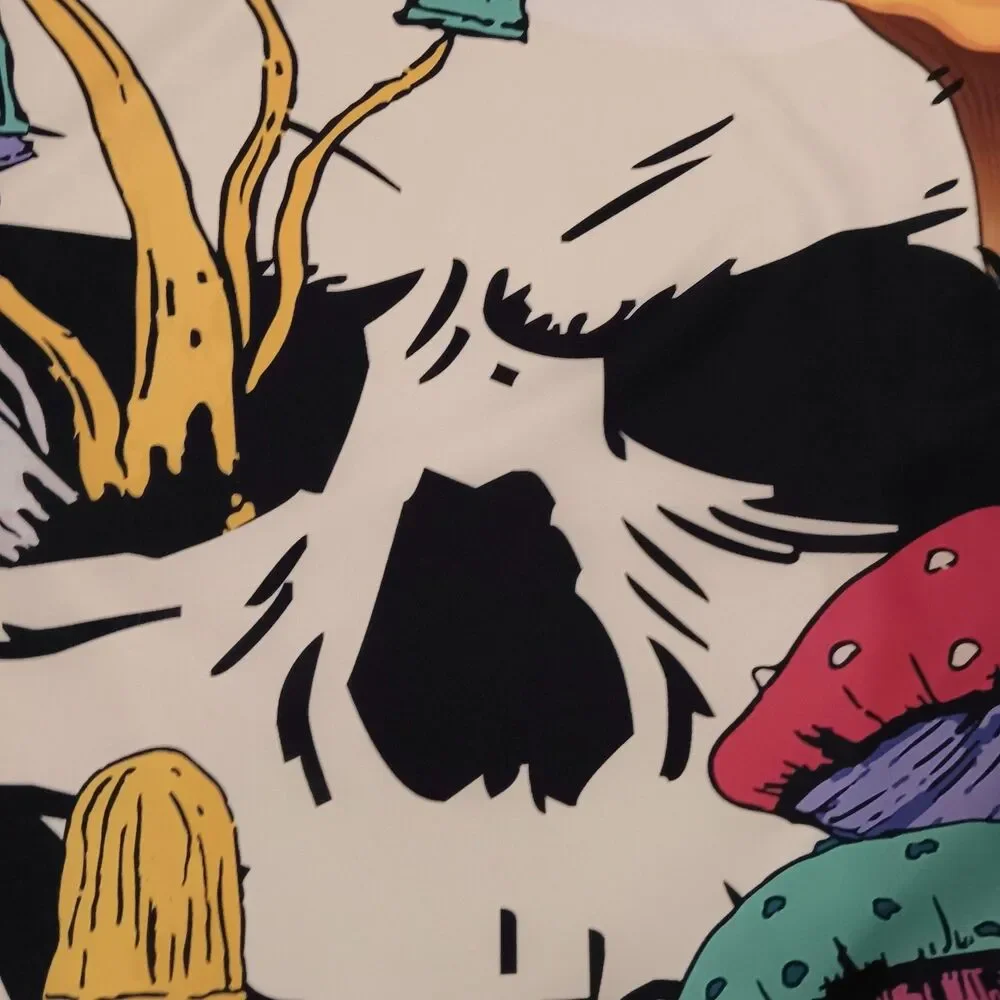Set Of 2 Graphic Skull And Mushrooms King Size Pillowcases Multicolor 36